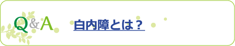 Q&A 白内障とは？